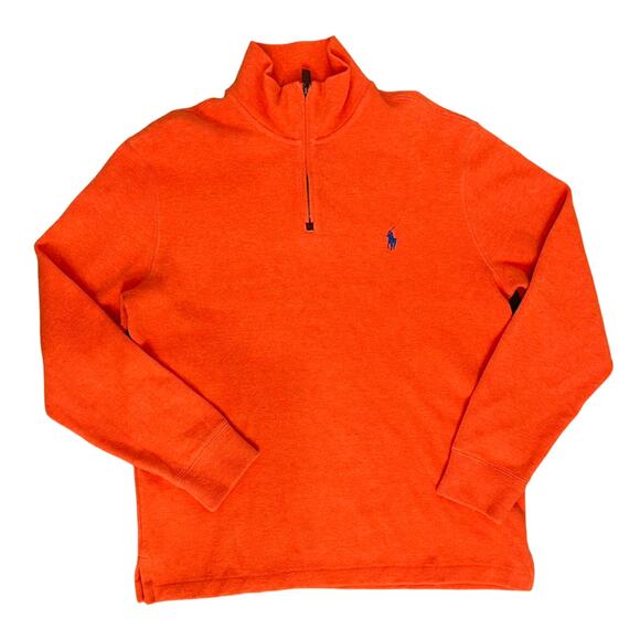 Polo Ralph Lauren Orange Quarter Zip Lightweight Long Sleeve Pullover Sz M Men's - Picture 3 of 10